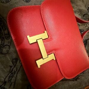 Elegant Red Faux Leather Bag
